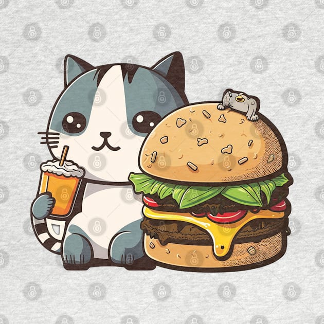 Cute Cat Eating Burger by Cute Pets Stickers